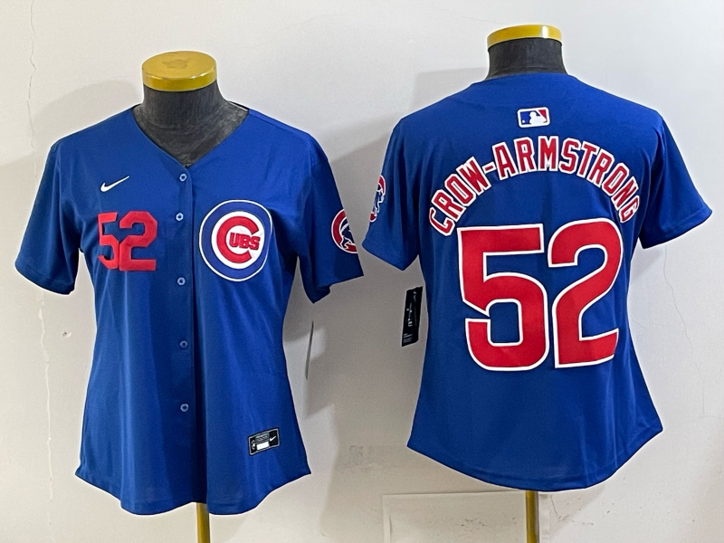 Women Chicago Cubs 52 Crow Armstrong Blue Nike MLB 2025 Jersey 007